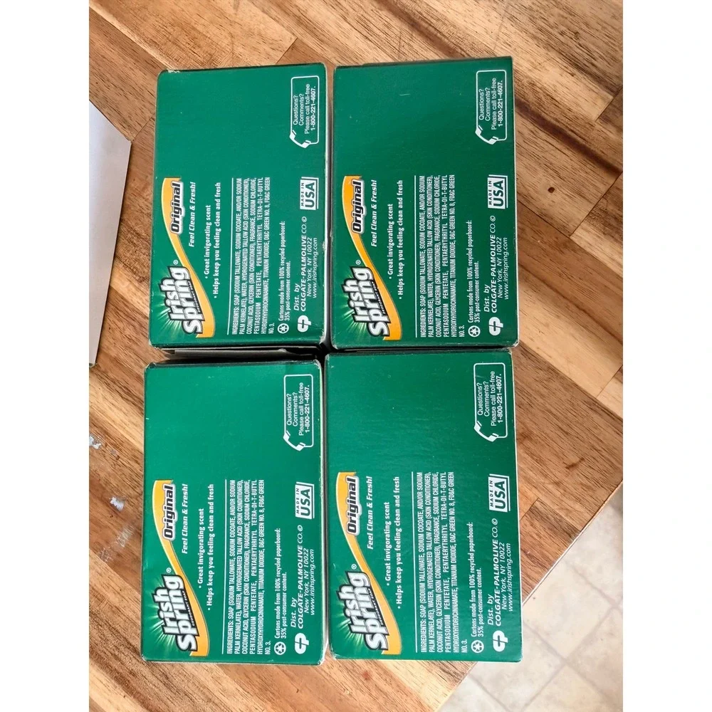 Irish Spring Original Deodorant Soap 4 Bar Pack 4oz Original Formula No Flax Oil
